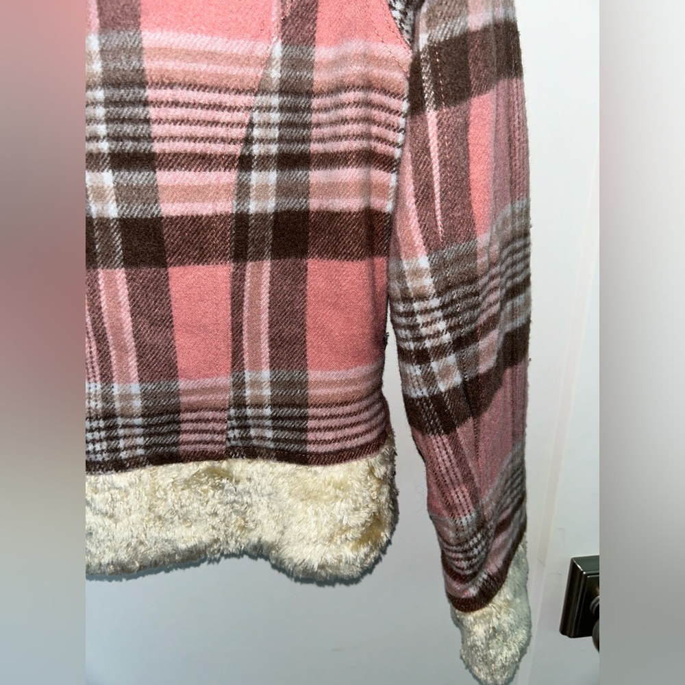 vintage Guess jeans wool blend plaid bomber coat with sherpa accents sz M EUC LN - Picture 10 of 15